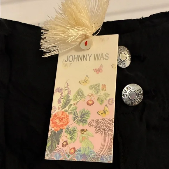 NWT Johnny Was Biya Black Adventura Cargo Pants with Floral Embroidery size 2 - Picture 2 of 15